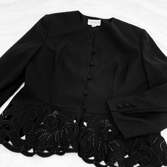 John Meyer of Norwich Beaded and Cut Out Blazer Size 14 - Picture 2 of 15